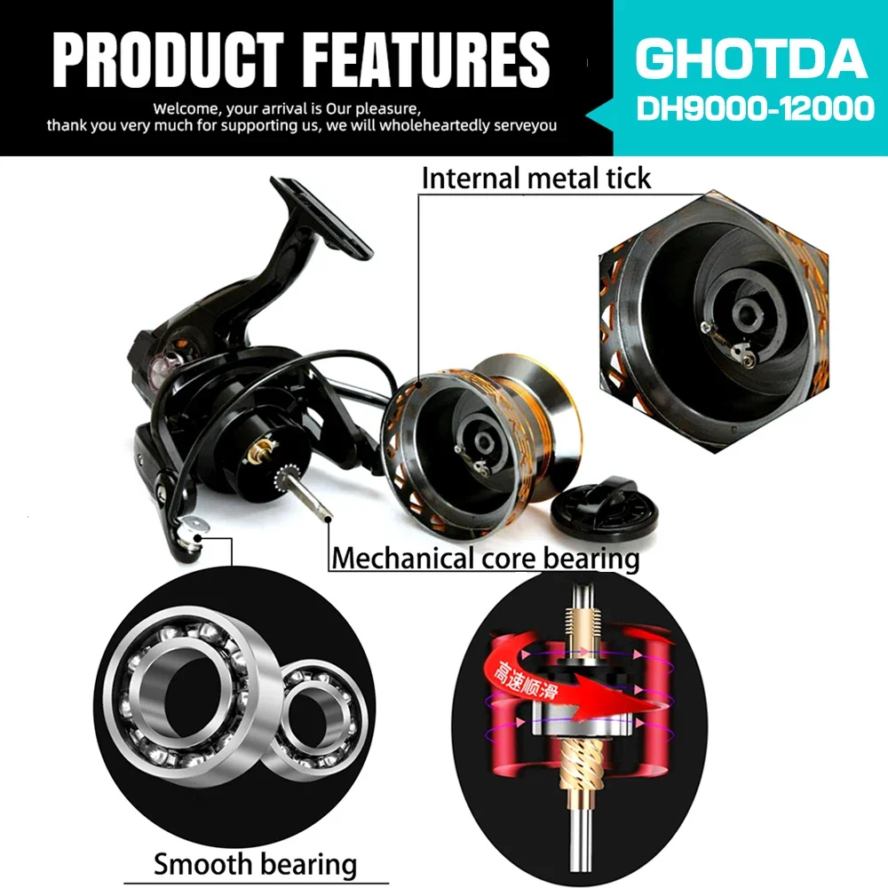 Carrete de Pesca alimentador de carpa rentable, carrete de Metal súper fuerte, serie 9000-12000, 4,0: 1, aparejos de Pesca para agua salada - imagen 4