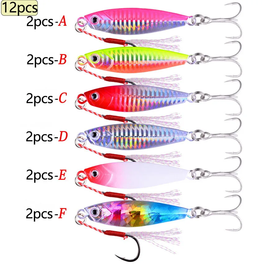 12 Uds plantillas de Metal señuelos 7g 10g 15g 20g 25g 30g 40g cuchara de Pesca Spinnerbait plantilla de atún señuelo aparejos de Pesca Jigging Pesca - imagen 2