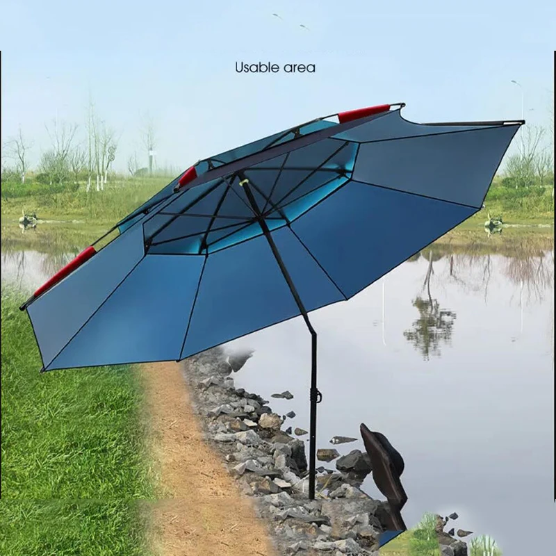Paraguas de pesca con muleta, sombrilla Universal de goma, protector solar para lluvia, viento y sol, 2022 - imagen 5