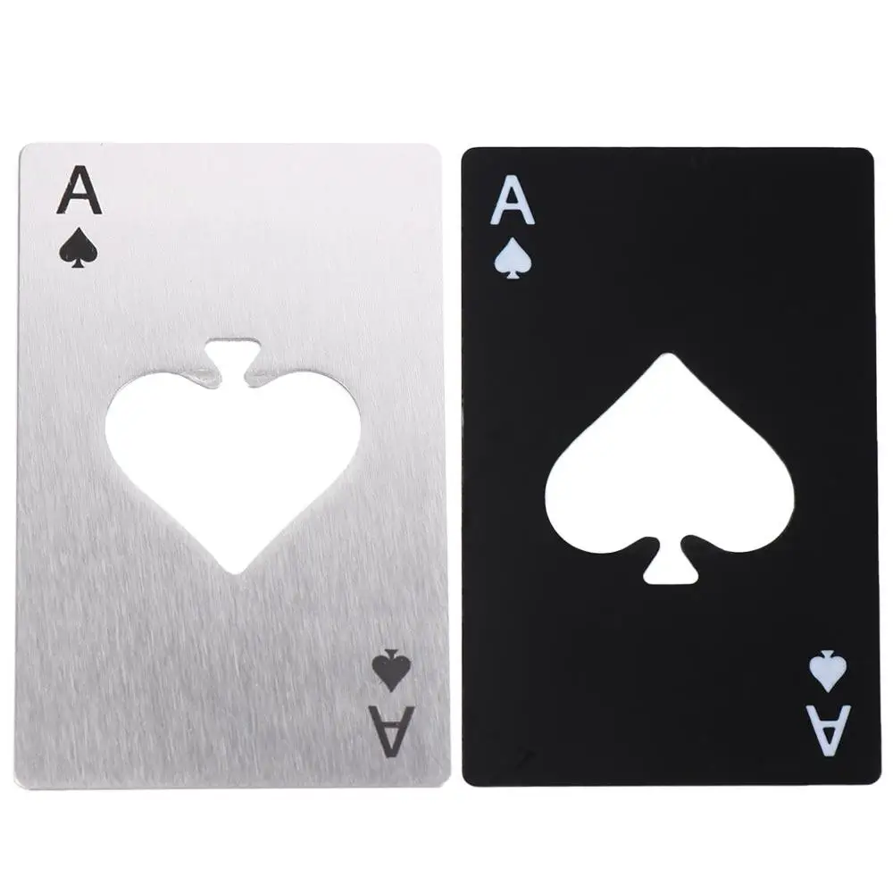 Abrelatas de botellas de acero inoxidable, tamaño de tarjeta de crédito plateada/negra, herramienta de apertura de Metal para vino, pala A creativa - imagen 3