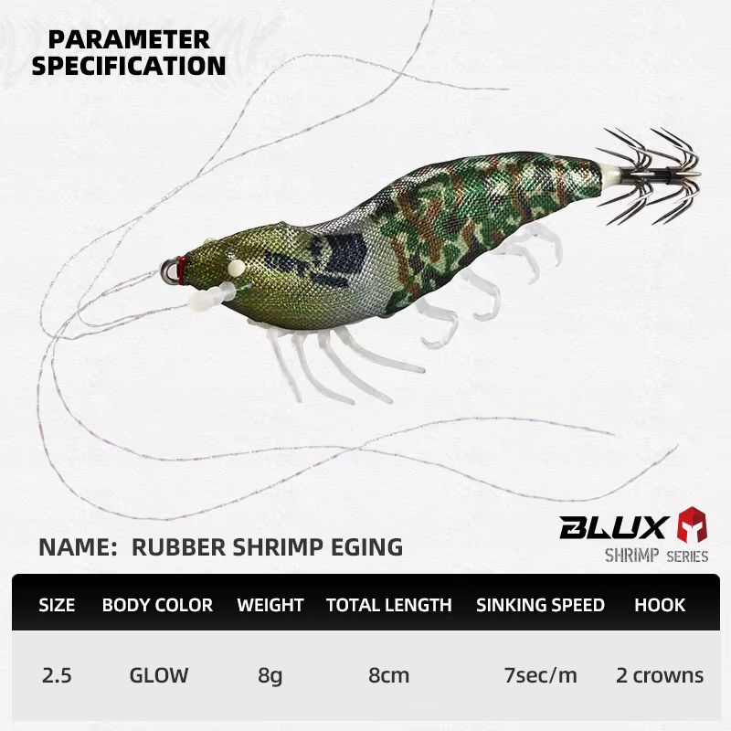 BLUX Wood Shrimp Señuelo Eging con Luz UV – Imitación de Gambas - imagen 2