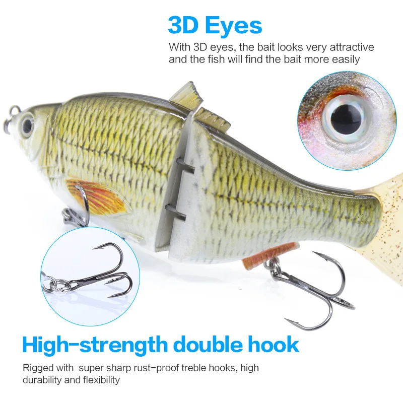 Gran oferta de señuelo de pesca, cebo duro multiarticulado, 15cm, 50g, cebo articulado realista, Wobblers, Swimbait que se hunde, señuelo de pesca Crankbait - imagen 4