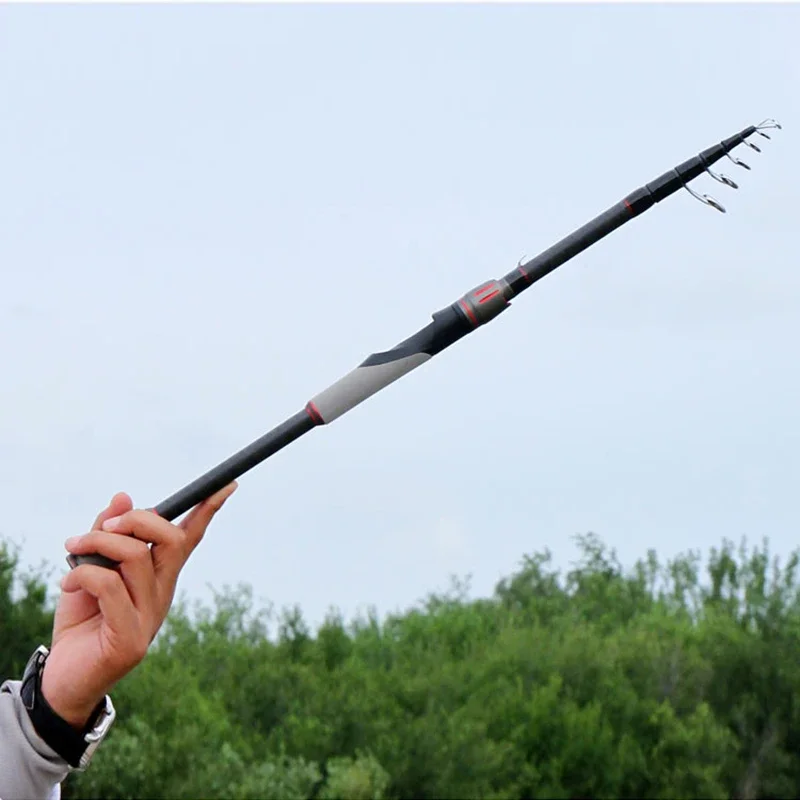 Cañas de pescar telescópicas portátiles de fibra de carbono, ultraligeras, giratorias, señuelos, aparejos de pesca, cebo de fundición larga, WT 8-18g, 1,8 M-3,0 M - imagen 5