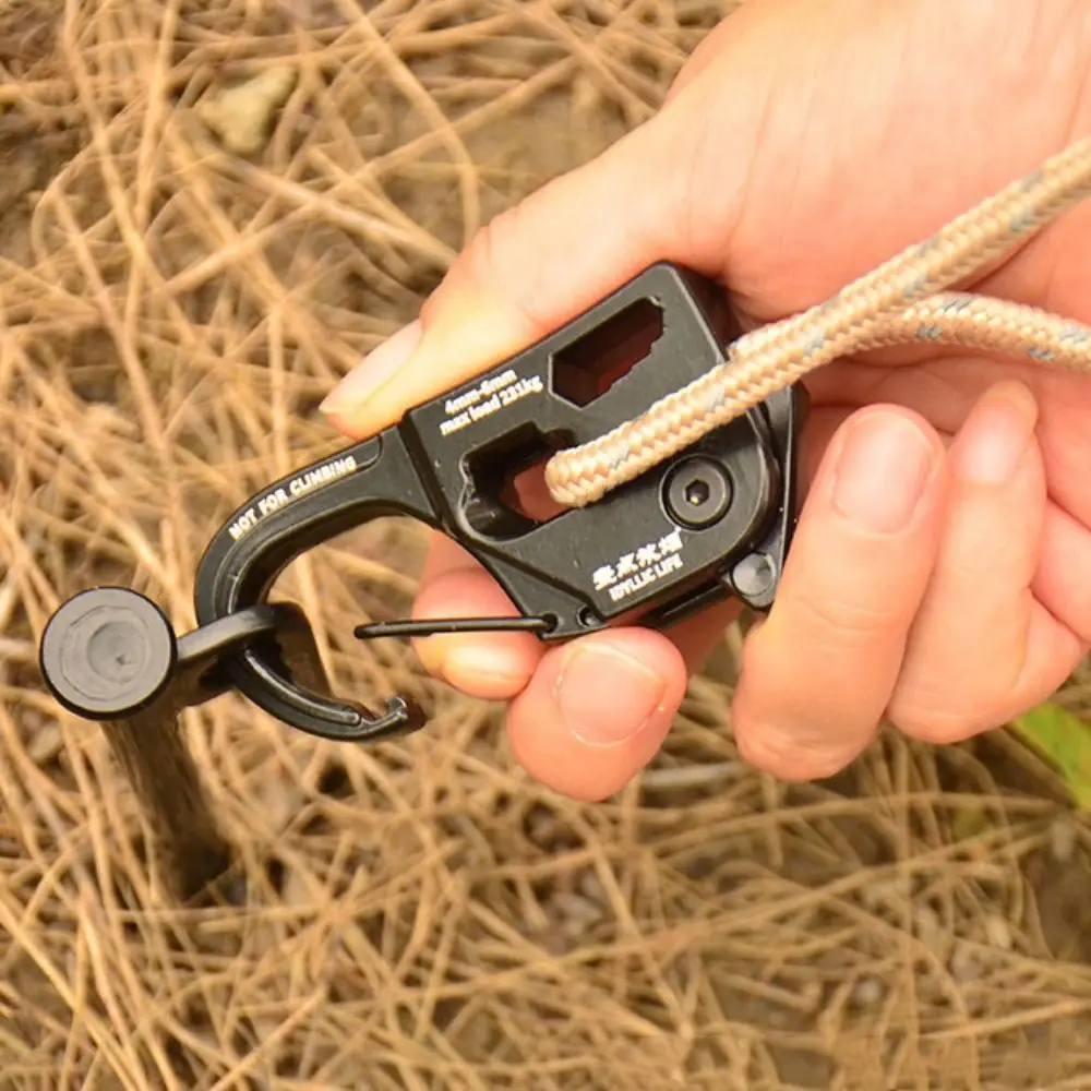 Tensor de cuerda con hebilla para acampada, tensor de cuerda de tienda de campaña de aleación de aluminio autoblocante, ajustador de cable de tienda ligero de supervivencia - imagen 3