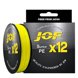 JOF X12 100% hilo de pescar de PE trenzado 100M 12 hebras cable multifilamento 25-92LB Pesca de carpa Pesca mosca PE alambre Peche aparejos de mar