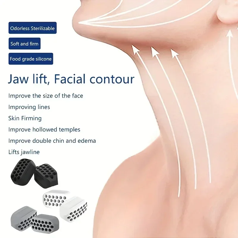 Ejercitador de mandíbula Acial para Fitness, entrenamiento muscular de mandíbula, reductor de barbilla doble, cuello, cara, adelgazante, boca, Jawliner, masticable de silicona, 2 uds. - imagen 5