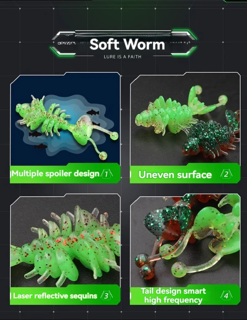 1Kit 10 Uds TPE Señuelos de Pesca 6,5 cm camarones flotantes Wobbler Artificial gusano de silicona cebo falso para Lucio mar Crankbait señuelos - imagen 5