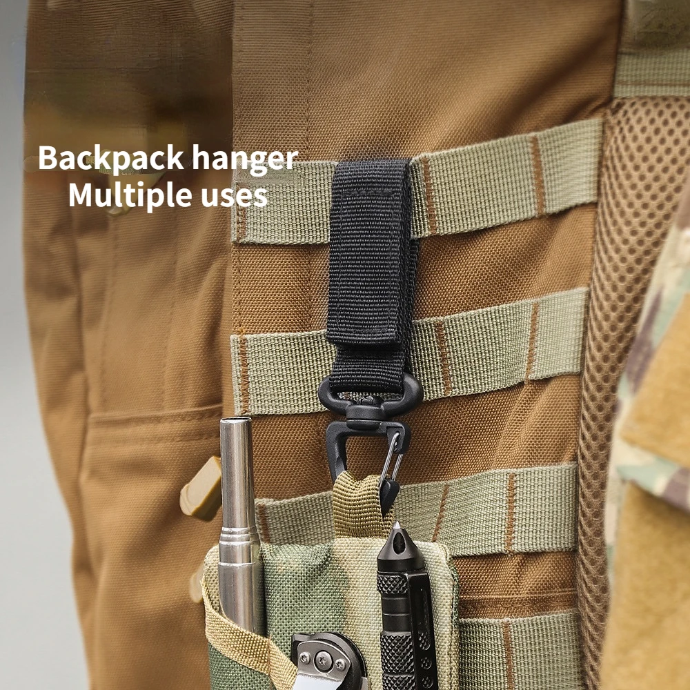 Hebilla colgante de nailon para mochila, 1 piezas, giratoria de 360 grados, un solo punto, hebilla Triangular, llavero multifuncional tipo D, mosquetón - imagen 5