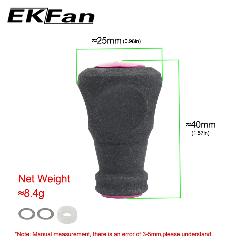 EKFan-mango de carrete giratorio de pesca, accesorio de fundición de cebo, perilla de mango de carrete de pesca, herramientas de aparejos de pesca, EVA, 25MM, 1 ud. - imagen 5