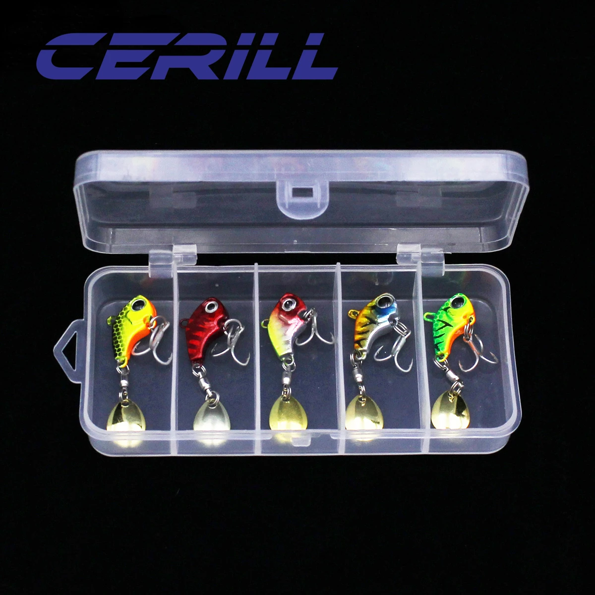 Ceril-señuelo de pesca giratorio de equilibrio, cuchara de Metal, VIB, vibración de lentejuelas, cebo duro, lubina Artificial, Swimbait, 5 piezas/kit, 7g - imagen 4
