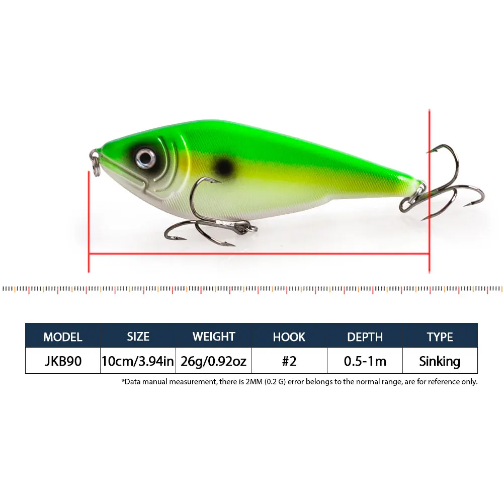 Hanlin Venta caliente 9 cm/26g Glide Jerkbait Popular Pike cebo Muskie señuelos señuelo de pesca sonajeros Artificial VIB Wobbler aparejos de lubina - imagen 2