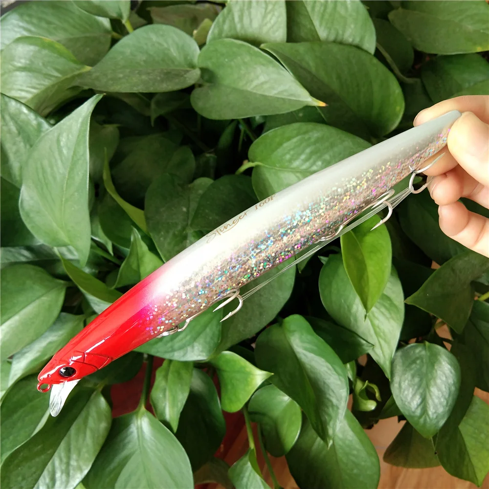 TSURINOYA 3 uds 163mm 31g pececillo flotante STINGER 160F señuelo de pesca de agua salada cebos duros de fundición ultralarga cebos grandes - imagen 3