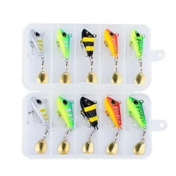 5 unids/caja cebo giratorio VIB cuchara plantilla de Metal pesca vibración aparejos hoja pesca giratoria señuelo equipo Spinnerbait