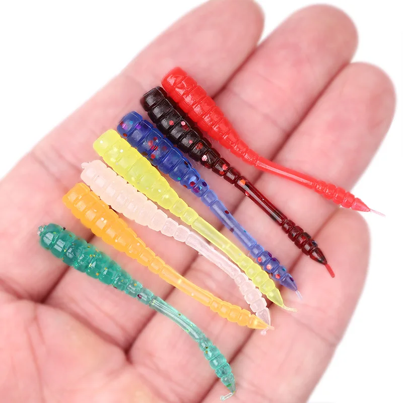 OUTKIT 20pcs 4.5cm Fishing Soft Worm Lures Pin Tail Ice Fishing Bait Soft Polaris Sinking Lure Pesca Silicone Fishing Tackle - imagen 2