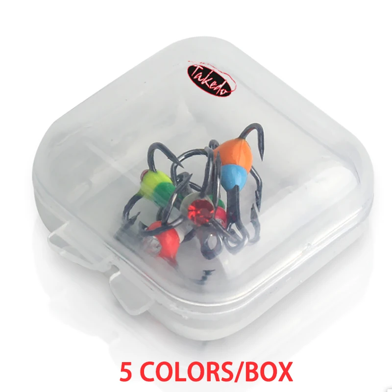 TAKEDO-anzuelo de pesca en hielo SP24 8 #10 #12 #14 #, Kit de anzuelos triples de pesca en hielo de acero de alto carbono para invierno, señuelo de anzuelo de hielo para carpa - imagen 4