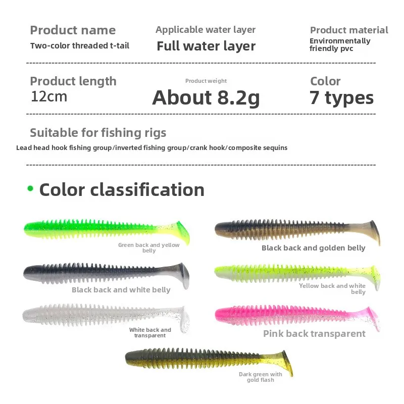 Vinilo Swimbait cola en T – Señuelo shad con anillo impacto - imagen 2