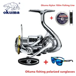 Carrete spinning Okuma 15KG12 – Bobina poco profunda, cuerpo metálico