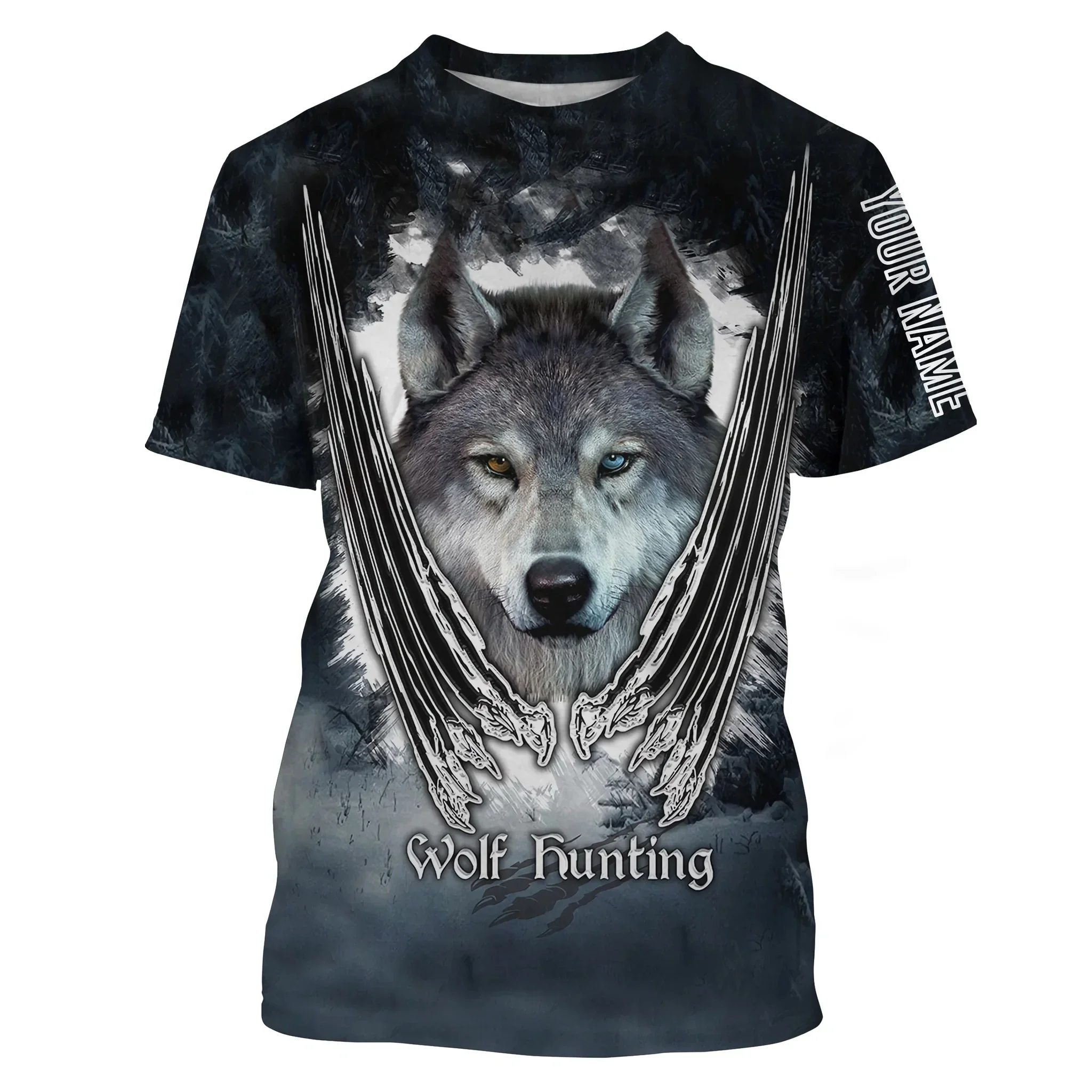 Camiseta de moda para hombre con estampado 3D de caza de lobo/cervo con nombre personalizado, pantalón corto informal Unisex de verano TX299 - imagen 2