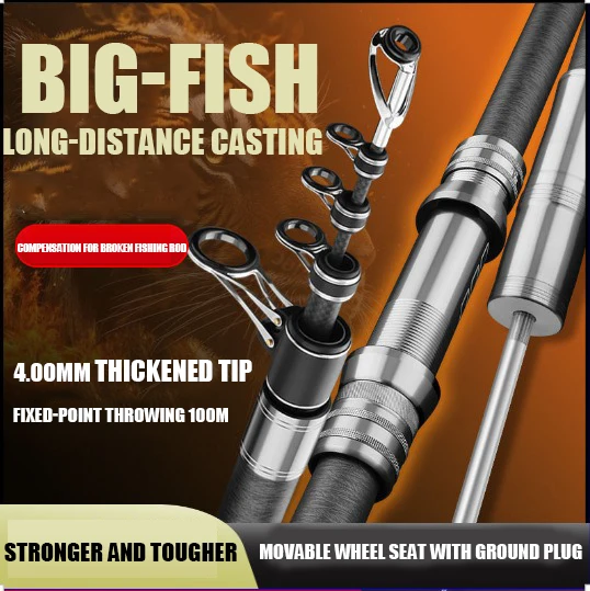 Caña de pescar lescópica para Surf, superlarga, 3,6/4,2/4,5/5,4/5,7 m, 40T, potencia giratoria de carbono, 80-300g, caña de Surfcasting Shore