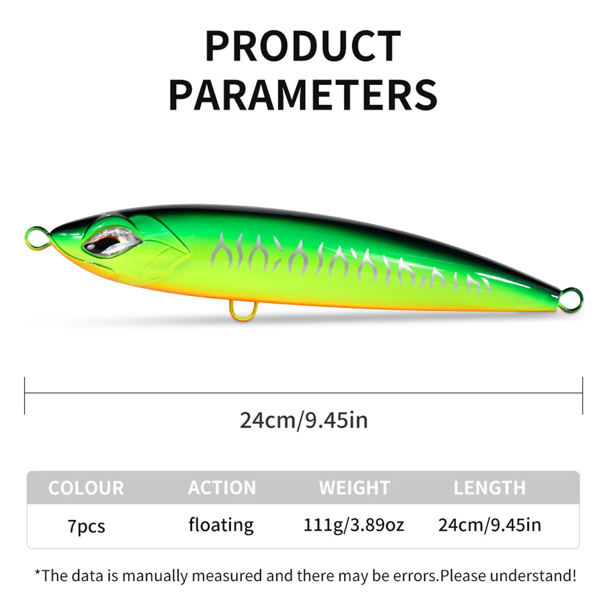24cm 110g Big Popper Stickbait agua salada Swimbait atún Wahoo Pesca Wobbler de fundición larga Mahi Marlin Wahoo aparejos de Pesca de mar - imagen 4