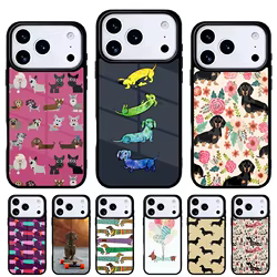 Funda para Teléfono con Diseño de Dachshund y Flores para iPhone 17 16 15 14 13 Pro Max, Carcasa Trasera para 12 11 Pro
