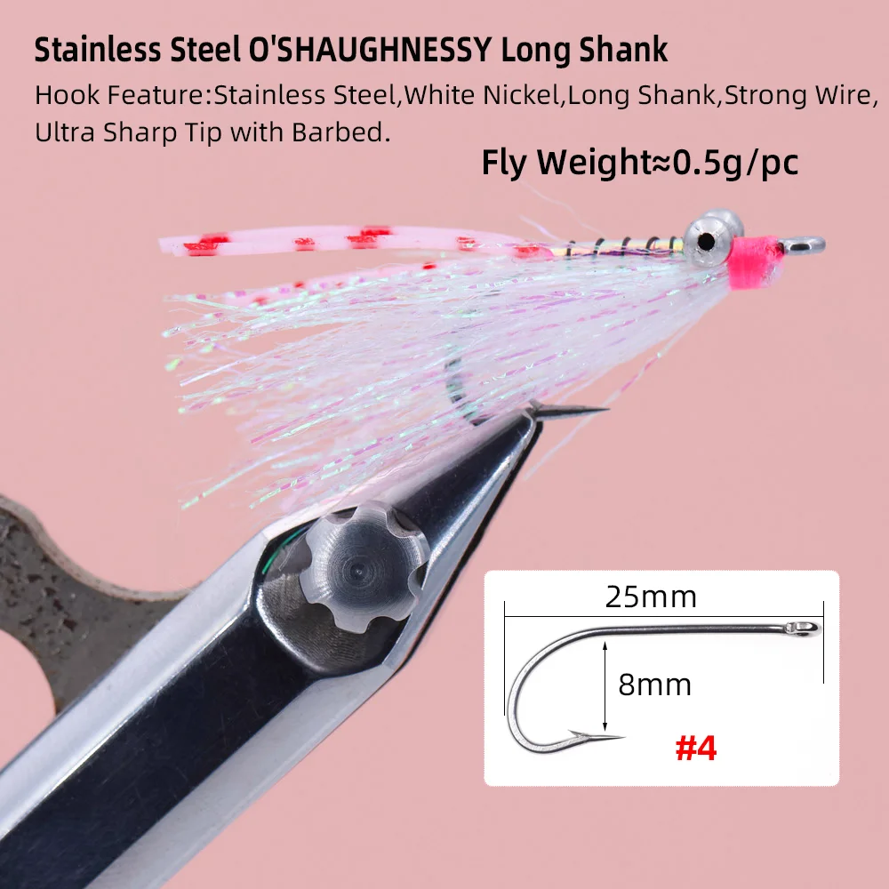 Wifreo 6 piezas # 4 Chainbead Eye Crazy Charlie Bonefish mosca de acero inoxidable con púas pececillo mosca permiso carpa lubina trucha Señuelos de pesca - imagen 4