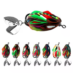 Mini señuelo suave de 3,5 cm y 5g, señuelo de pesca de látex, rana trueno con doble lentejuelas biónicas, Swimbait Topwater para pesca de lubina con cabeza de serpiente