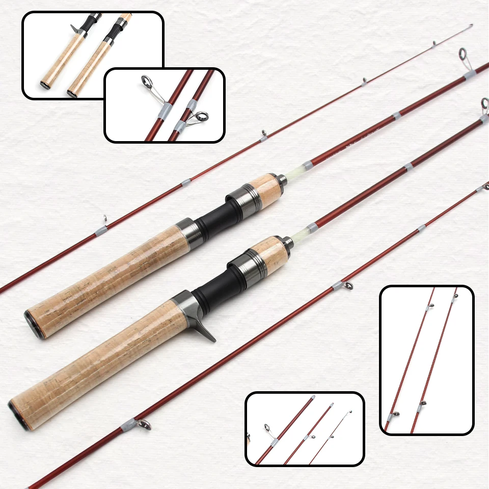 Caña de pescar ultraportátil de cuatro secciones, caña de viaje ligera UL de 1,4 m para trucha y pez luna, caña giratoria/fundida compacta de 43 cm - imagen 3