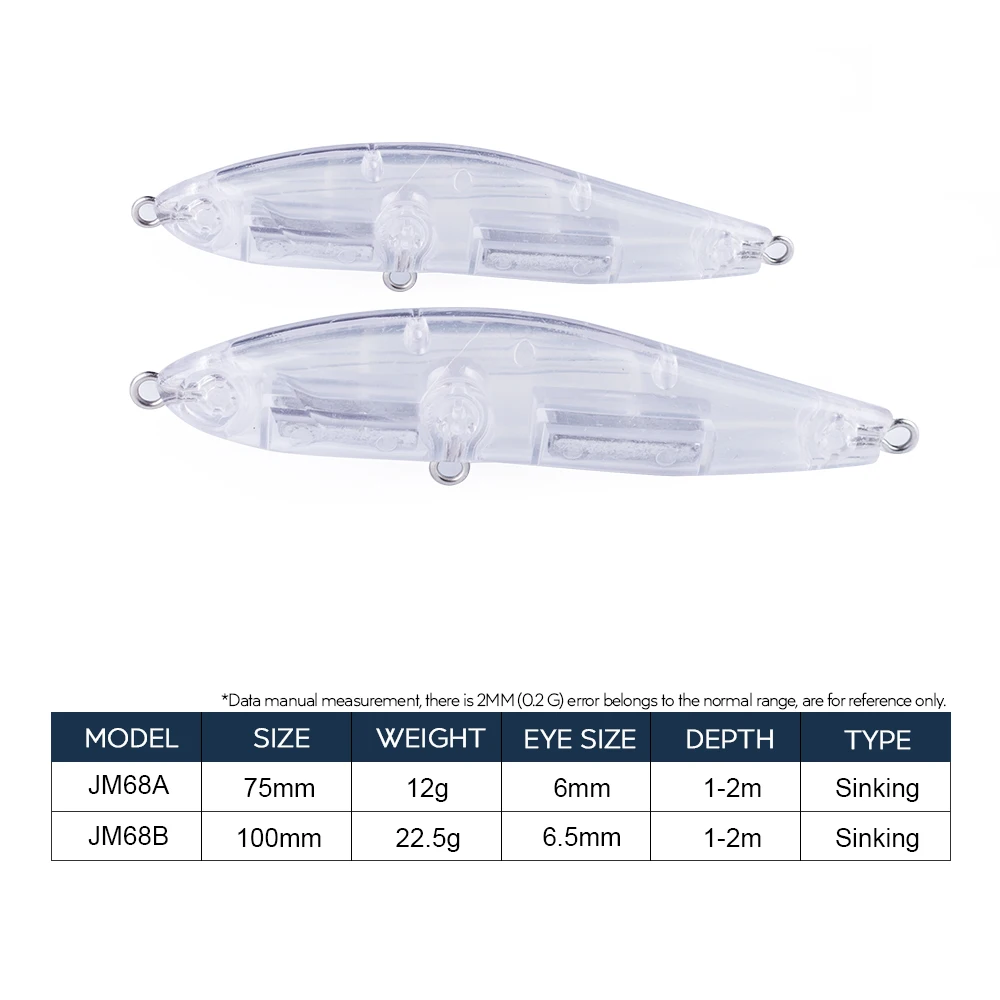 Hanlin-Señuelos de Pesca artificiales, cebo de lápiz que se hunde sin pintar, de plástico duro, 10/20 piezas, 12/22g - imagen 2