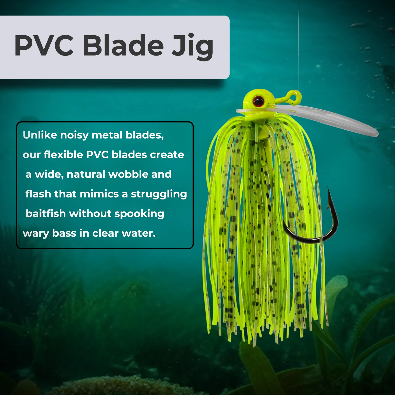 Señuelo Chatterbait 9KM con hoja PVC y vinilo para lubina - imagen 4