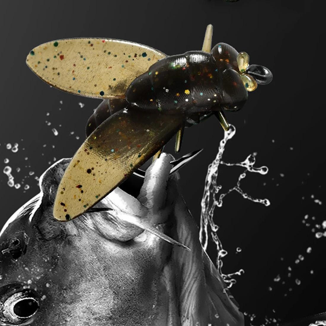 9KM 8/15mm moscas de pesca con mosca goma suave PVC 20 piezas Señuelos de pesca con mosca insectos realistas señuelos anzuelos de púas - imagen 5