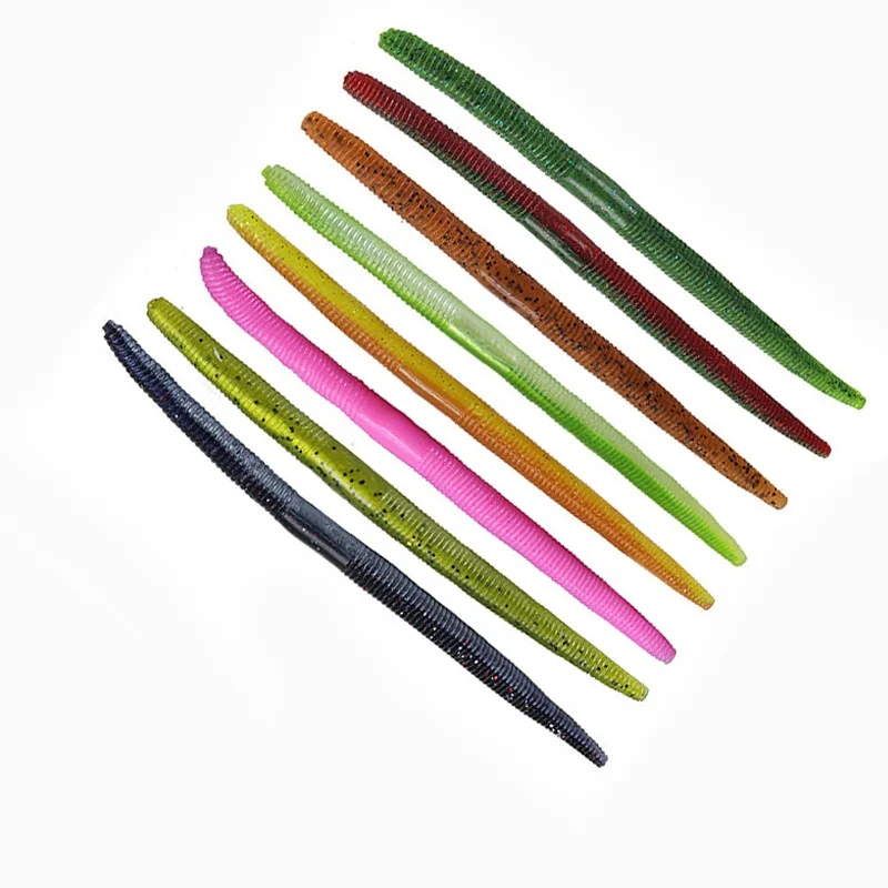 Señuelo de pesca con rosca de tornillo, cebo suave de gusano de fideos largos, 14cm, 8g, señuelos artificiales extravagantes de un solo doble Color, lote de 8 piezas en oferta