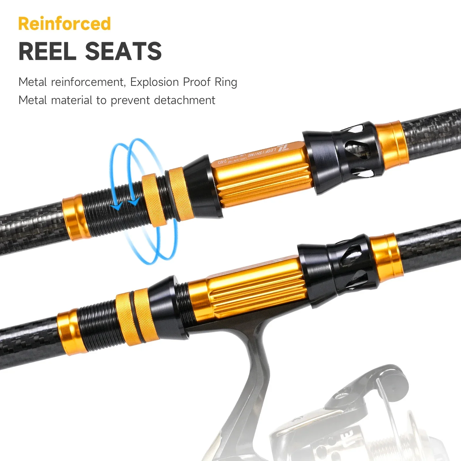 LEOFISHING-señuelo de mar telescópico de fibra de carbono, caña de pescar giratoria de viaje H/RF1.8M, 2,1 M, 2,4 M, 2,7 M, 3,0 M, accesorios para equipos de peces - imagen 2