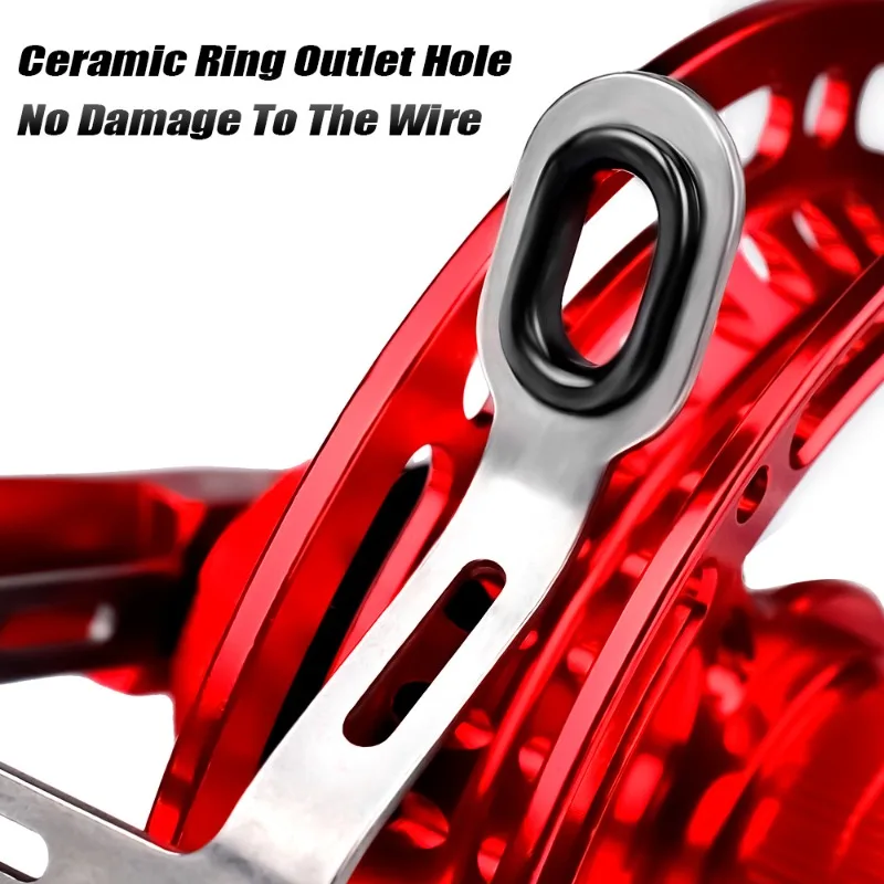 Carretes de pesca con rueda de grano de Metal, luz portátil, aleación de aluminio, esfera manual, balsa, suministros de pesca de sanguijuela frontal, 1 ud. - imagen 4