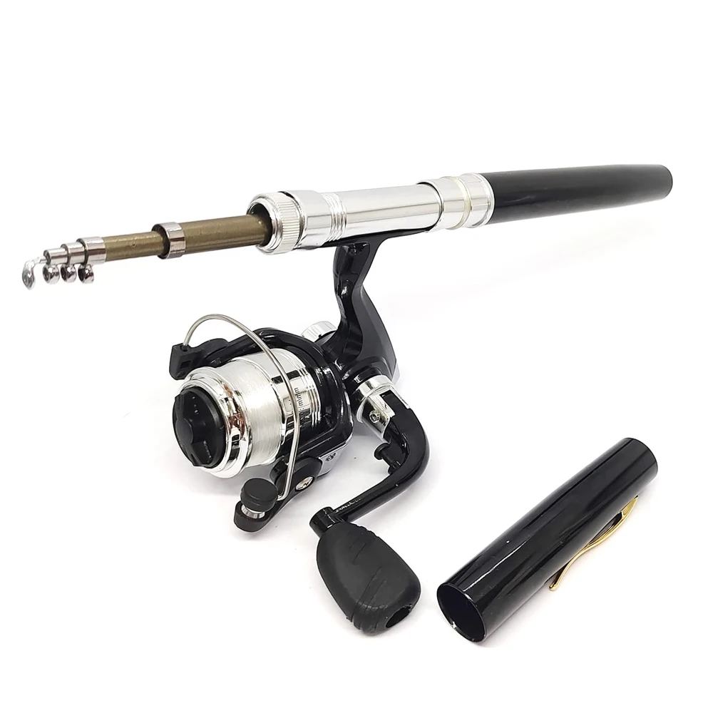 Caña de pescar con forma de bolígrafo de bolsillo portátil, Kit de carrete giratorio, Mini caña de pescar en hielo, invierno al aire libre, accesorios para peces con juego de carretes - imagen 3