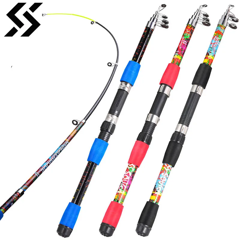 Sougayilang-caña de pescar giratoria de 1,8 M, Material de vidrio, caña telescópica de potencia M, peso del señuelo de 3-14g, caña de pescar ultraligera
