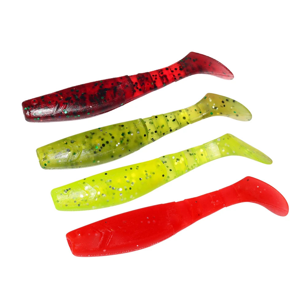 ILURE-señuelo de pesca Artificial de cola en T, cebo blando de silicona de varias secciones, 10 piezas, 6cm, 1,6G, para carpa, lubina, trucha, aparejos de pesca - imagen 5