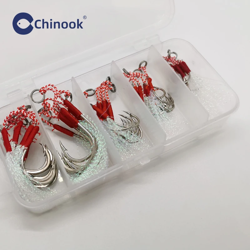 Chinook jigging lento: gancho de asistencia trenzado con pluma - imagen 5