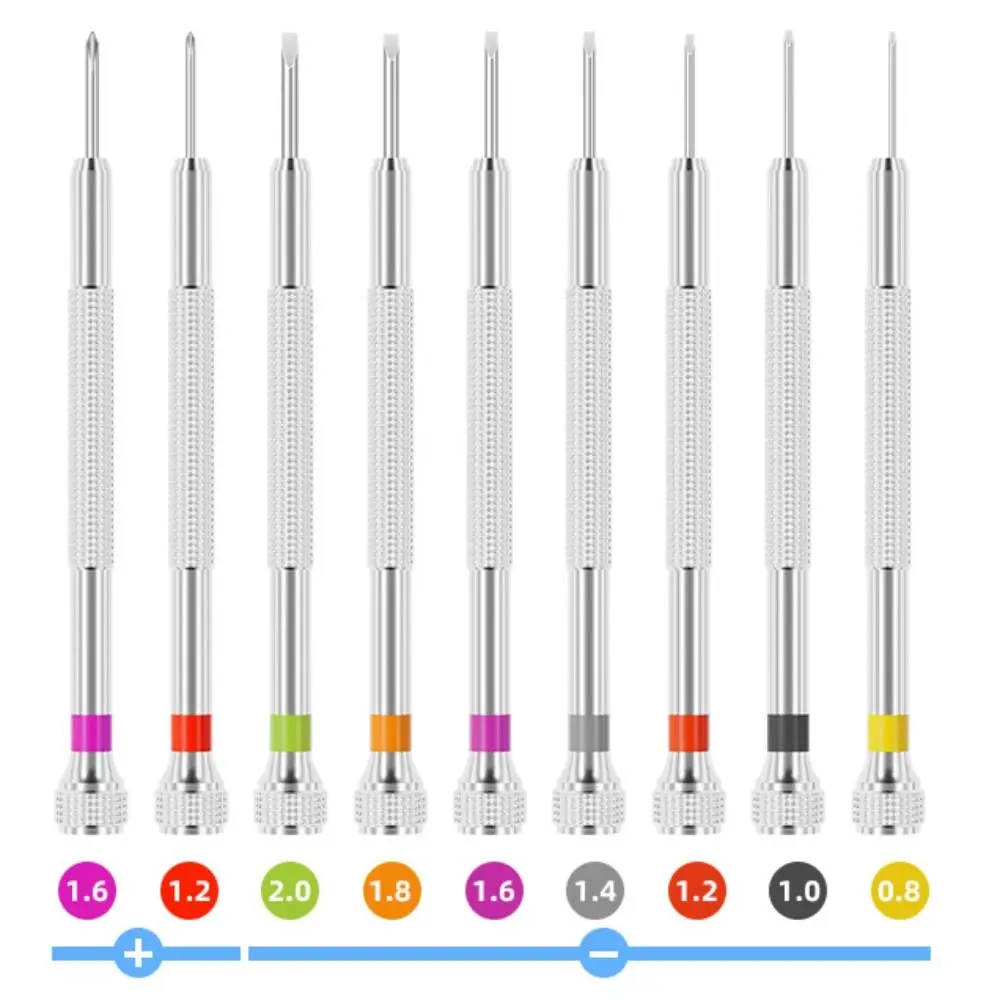 Juego de destornilladores de reloj ranurados, almacenamiento cruzado a prueba de polvo, destornillador de precisión, herramienta de desmontaje profesional de aleación, 9 Uds. - imagen 3