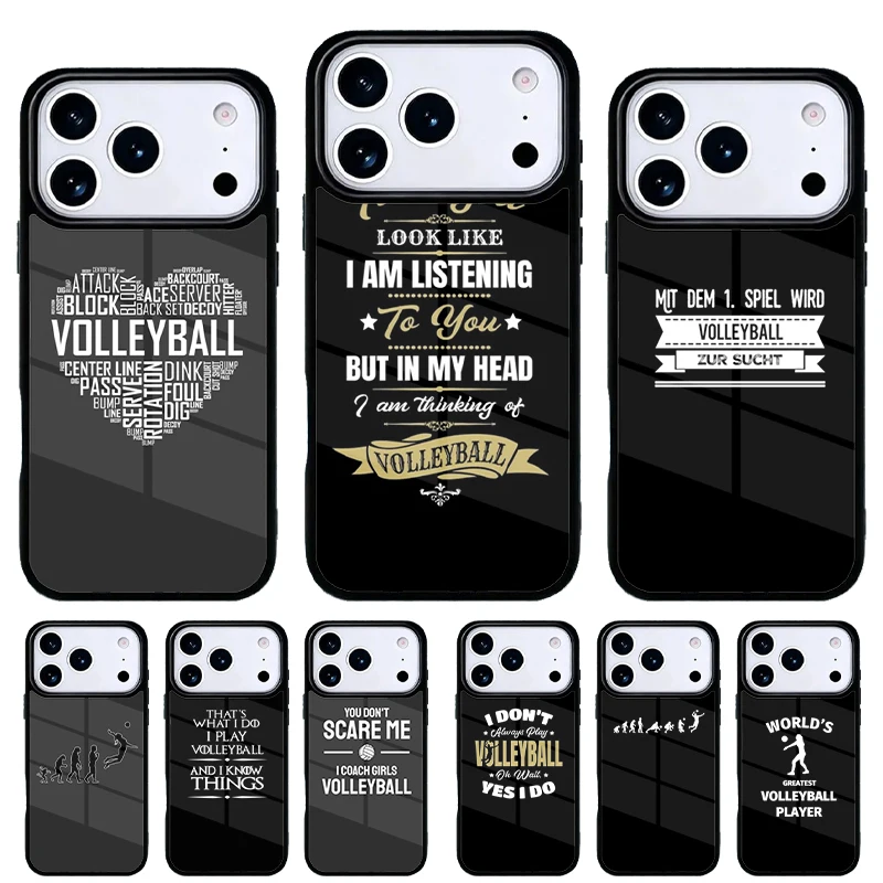 Funda de voleibol divertida para iPhone 13‑15‑16‑17 Pro Max
