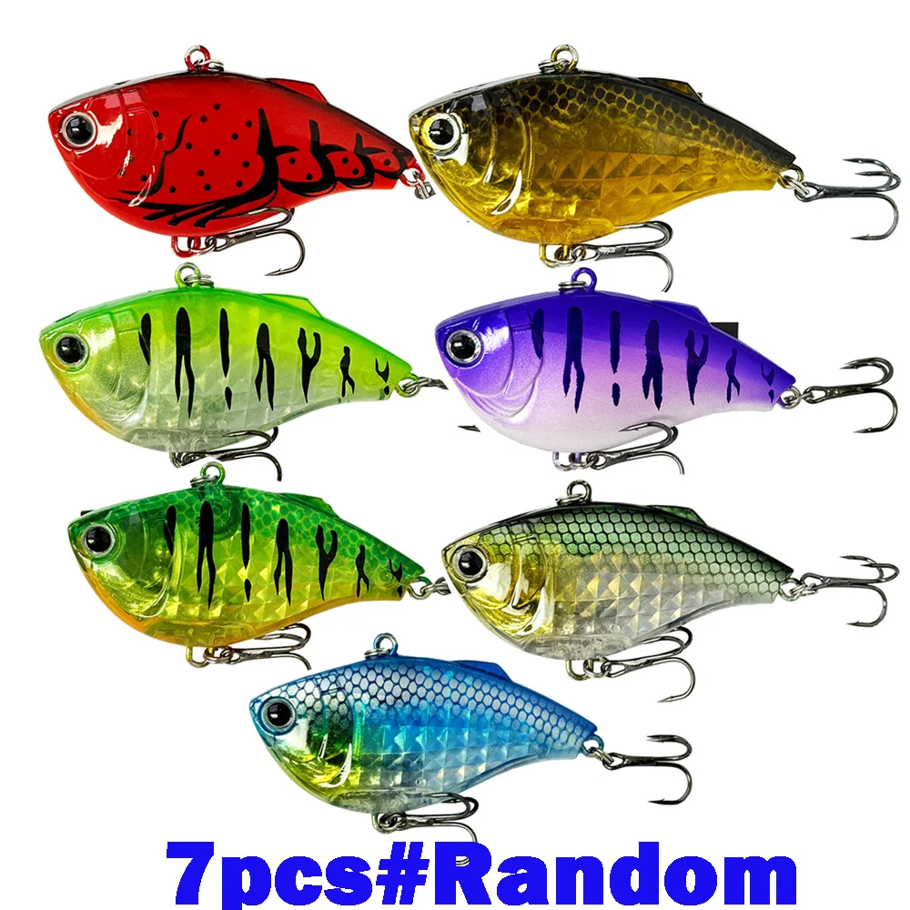 7pc 6cm 14,7g 3DR Vibe Crankbait vibración fundición larga hundimiento señuelo de pesca VIB pesca de invierno cebo duro sin labios para Lucio - imagen 2