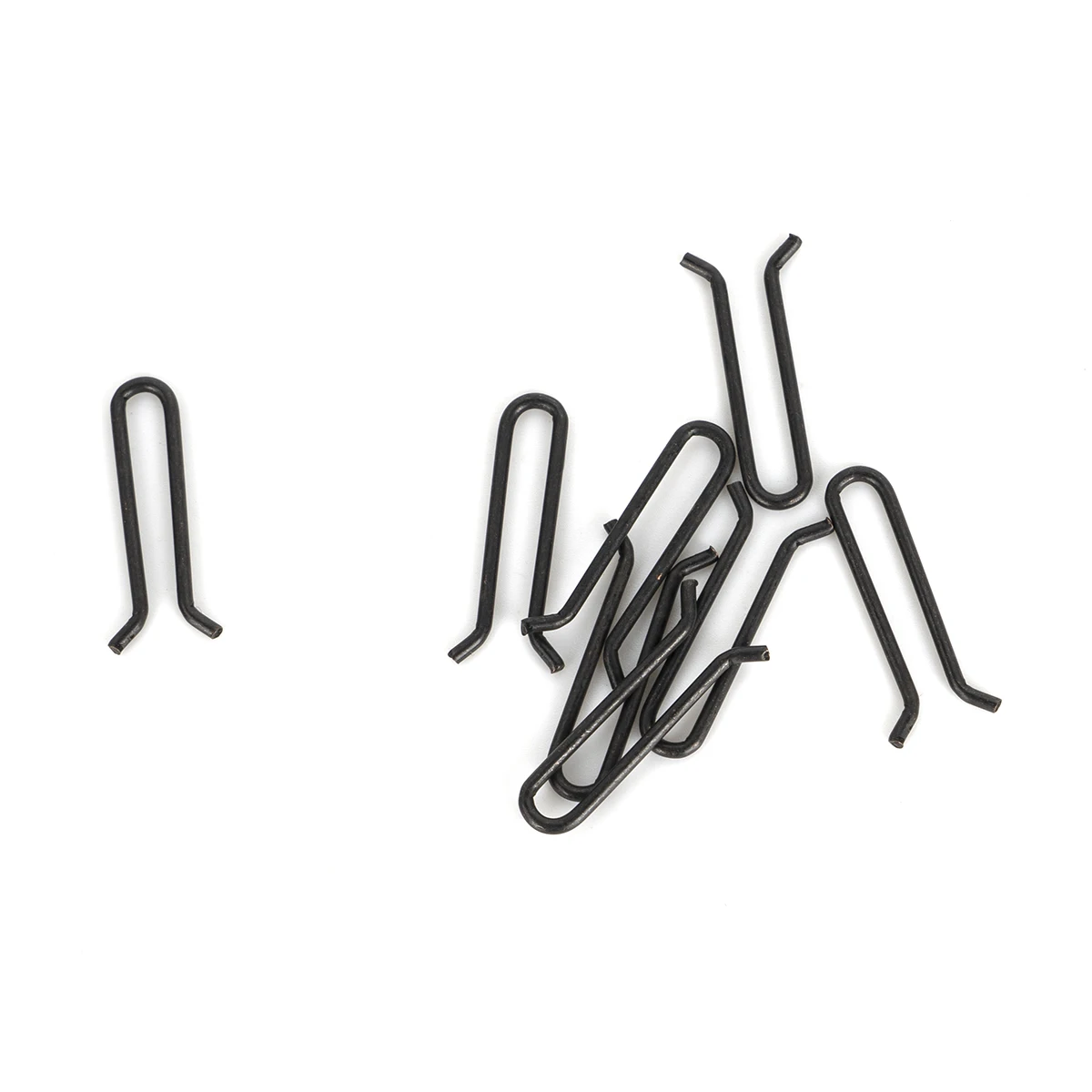 50 Uds. Aparejos terminales de pesca de carpa, molde de peso de plomo negro mate con Clips de bucle en forma de U para broches de seguridad