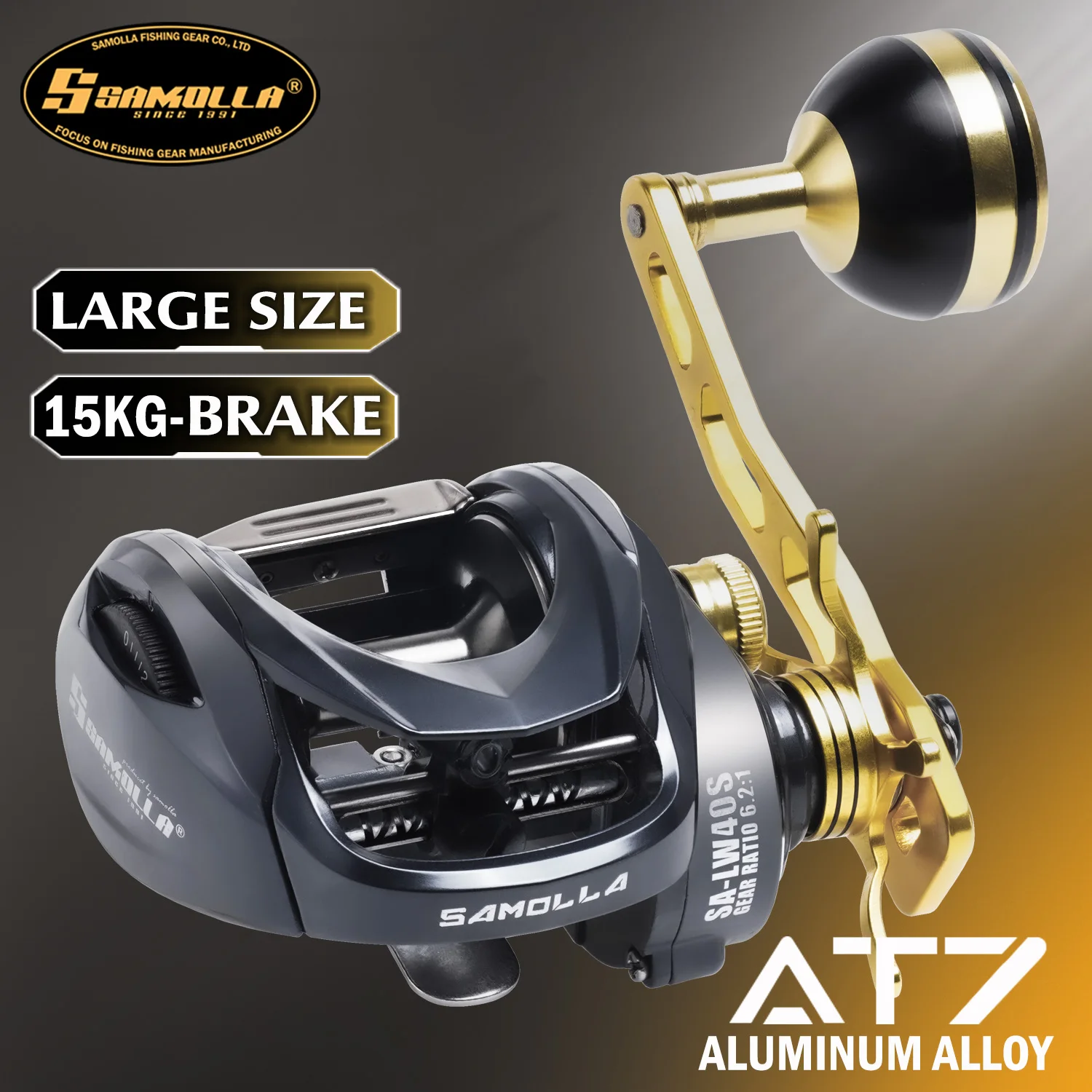 Carrete baitcasting Samolla cuerpo ancho agua salada