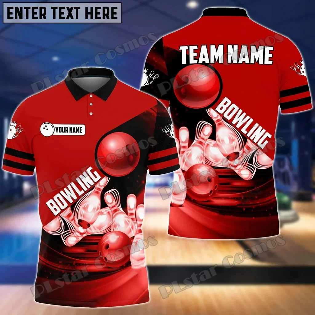 Polos de bolos y alfileres coloridos Multicolor con nombre personalizado impreso en 3D para hombre, Polo informal de verano Unisex Premium PLP44 - imagen 4