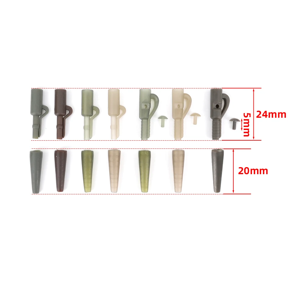 Hirisi 12 juegos de Clips de plomo de seguridad para pesca de carpa y cola de goma para aparejos de pesca de carpa, accesorios de pesca de carpa - imagen 3