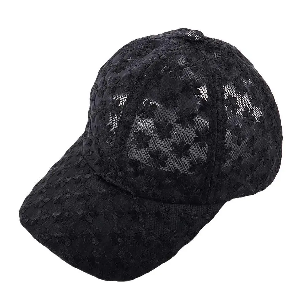 Transpirable Casual coreano al aire libre mujeres Hip Hop malla sombrero viseras gorra flor gorra de béisbol encaje