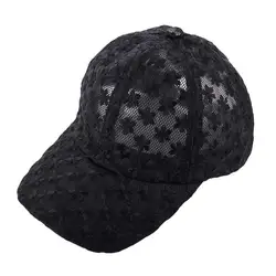 Transpirable Casual coreano al aire libre mujeres Hip Hop malla sombrero viseras gorra flor gorra de béisbol encaje