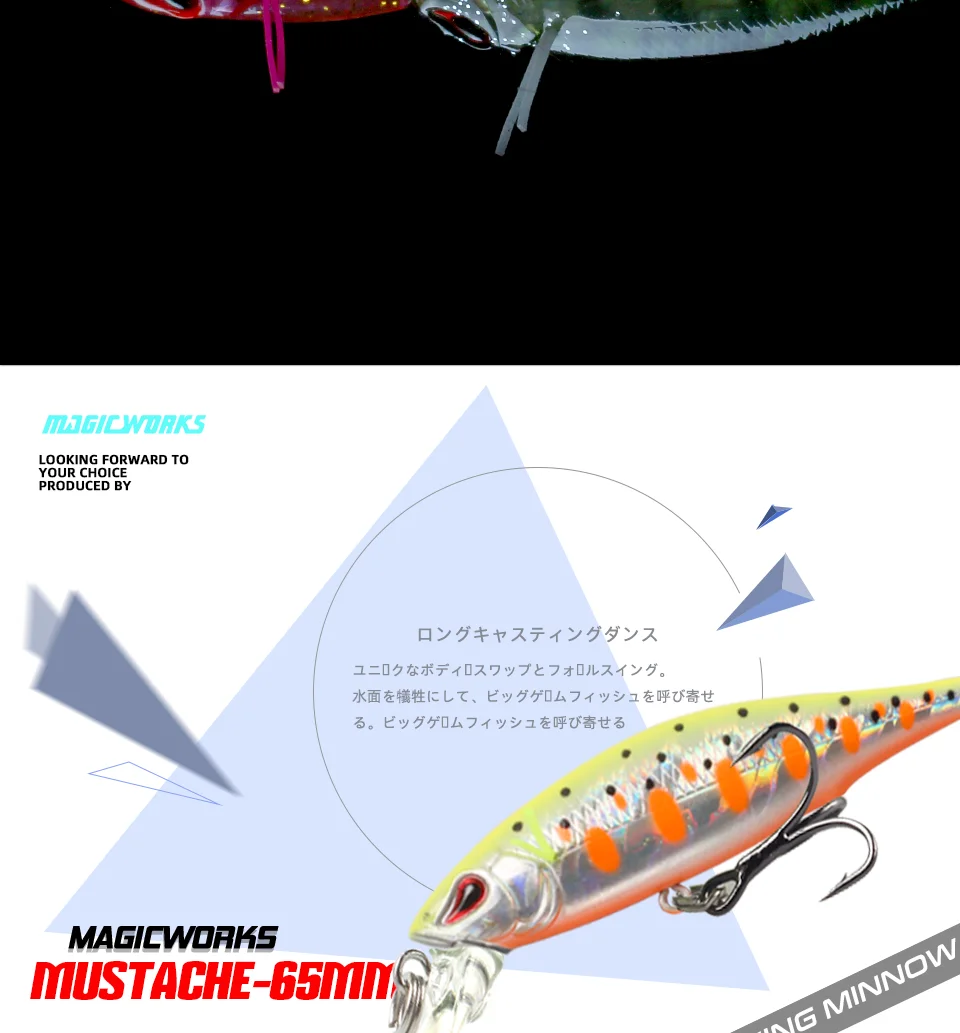 Un póster para Magicworks con un pez con un gancho en su boca