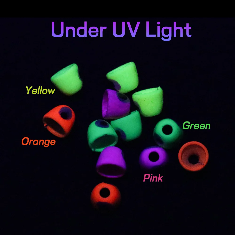 Bimoo-Cuentas de cabeza de cono de latón para pesca, materiales de atado de señuelos de trucha, ninfas, trucha, agua salada, con ojos de tejanos, 20 piezas - imagen 5