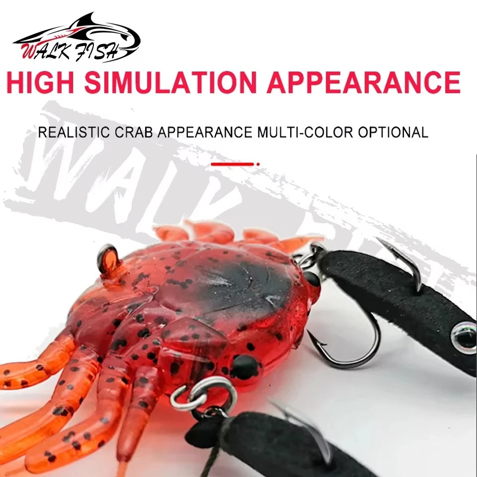 WALK FISH 1 Uds 5,8g 13,7g señuelo suave de silicona cebo Artificial falso cangrejo calamar tres anzuelos pesca en barco pesca en mar pez mandarín - imagen 2